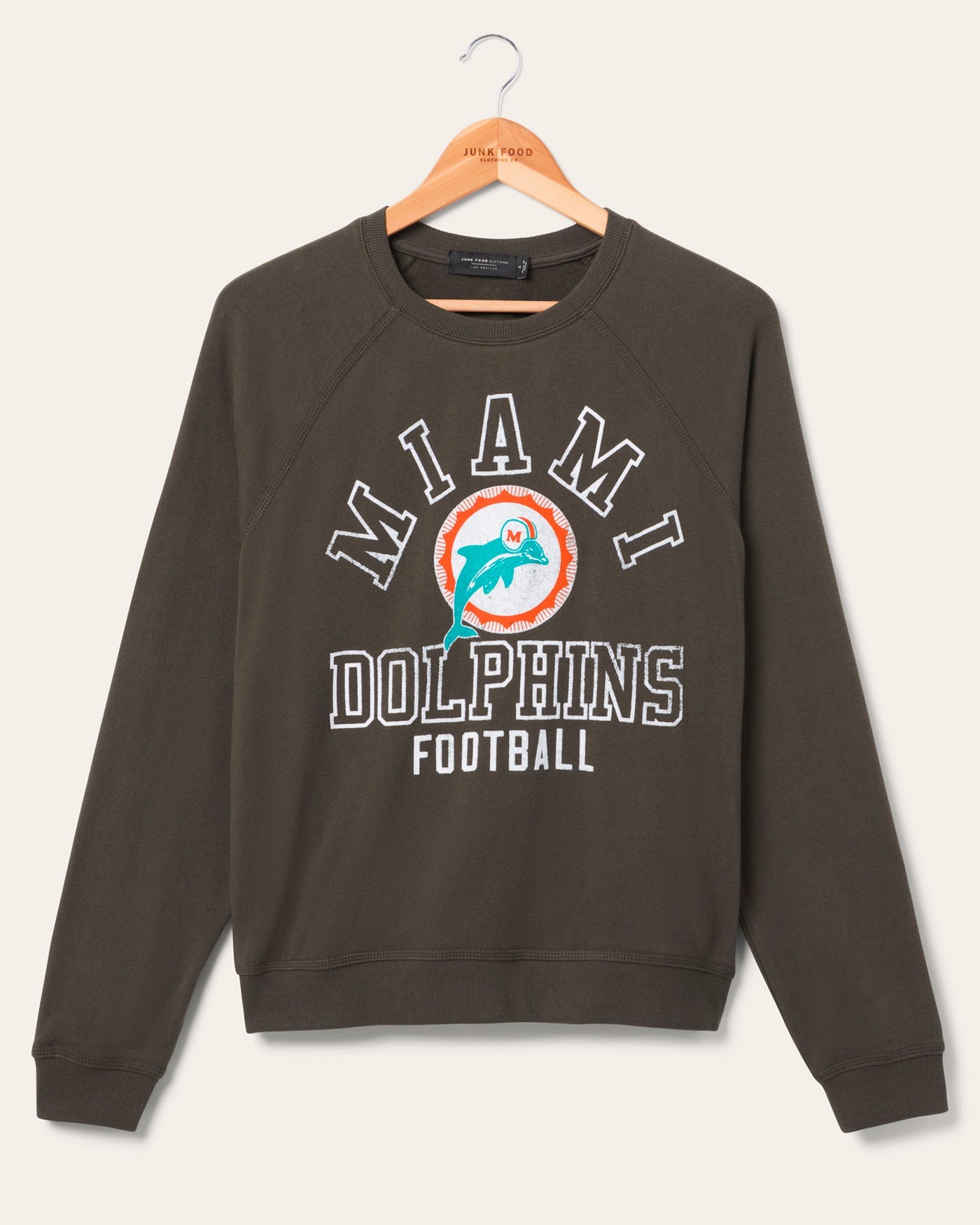 Women's Miami Dolphins Flocked Raglan Sweatshirt