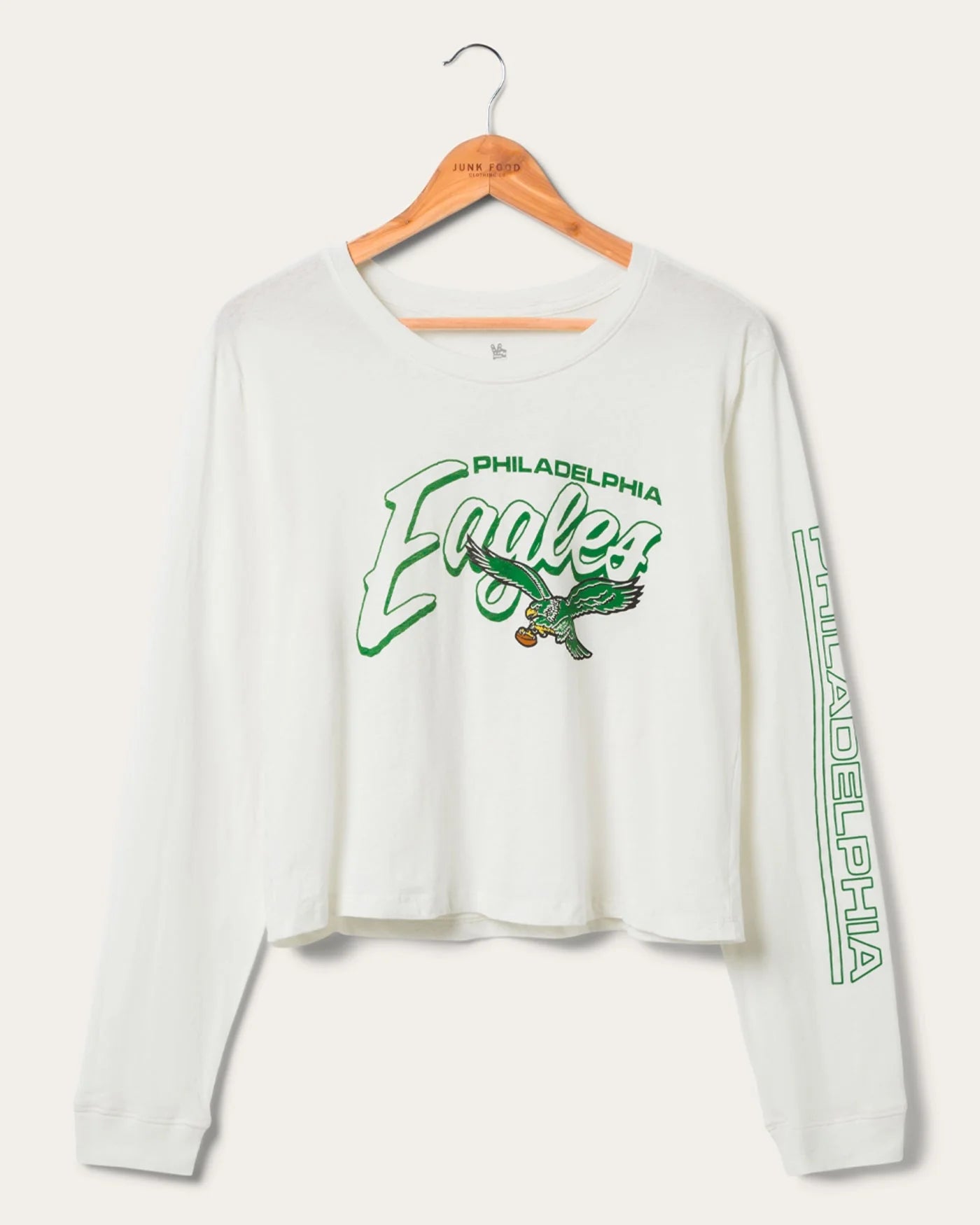 WOMEN'S PHILADELPHIA EAGLES TOUCHDOWN LONG SLEEVE CROPPED TEE