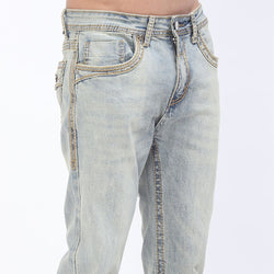 Men's Stone Wash Flarred Stacked Denim