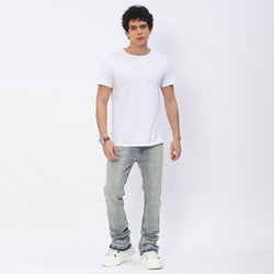 Men's Stone Wash Flarred Stacked Denim