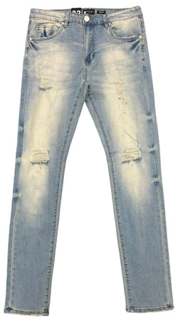 Men's Stone Wash Skinny Rip And Repair Jeans