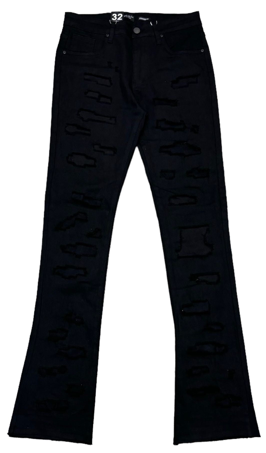 Men's Jet Black Flarred Denim