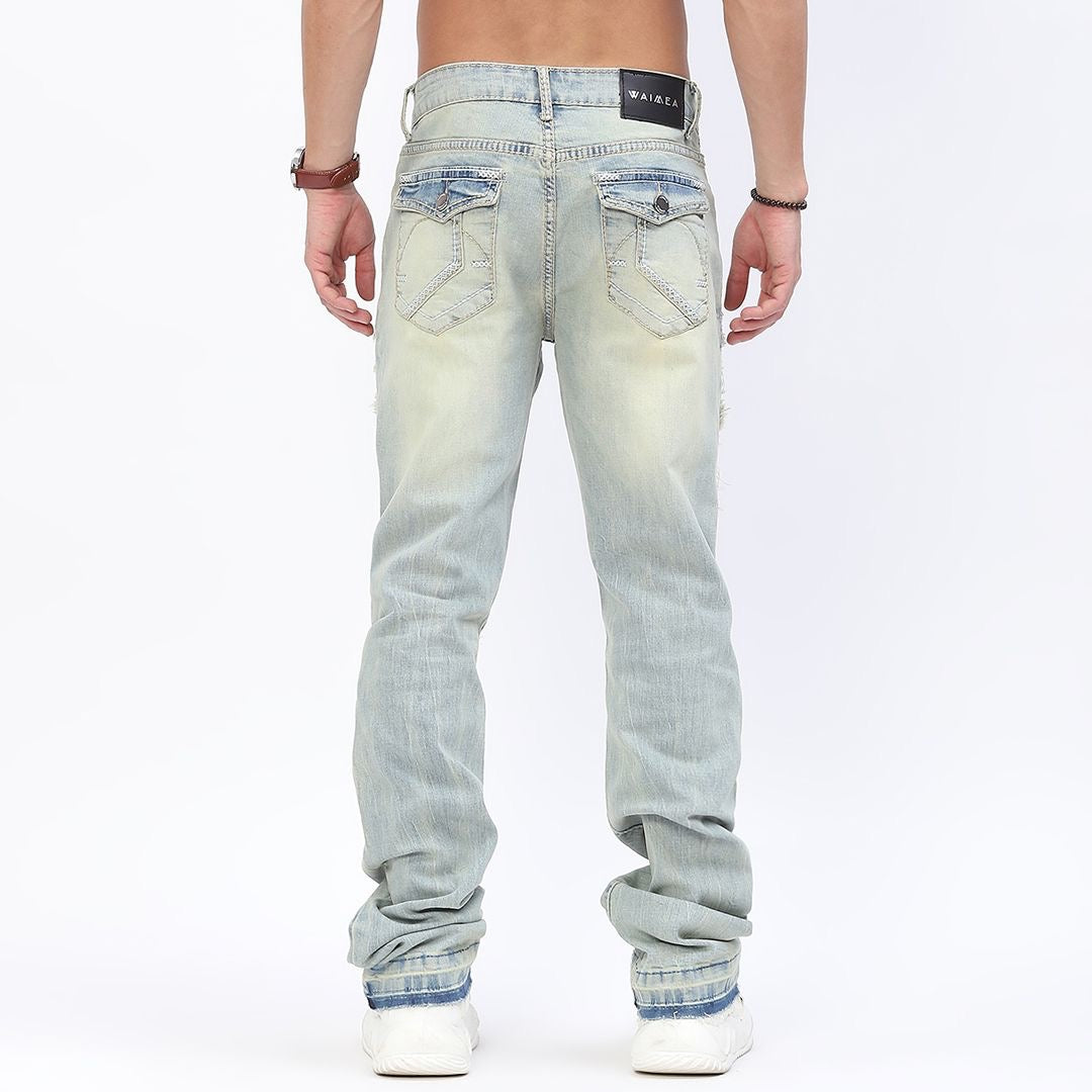 Men's Stone Wash Stacked Denim