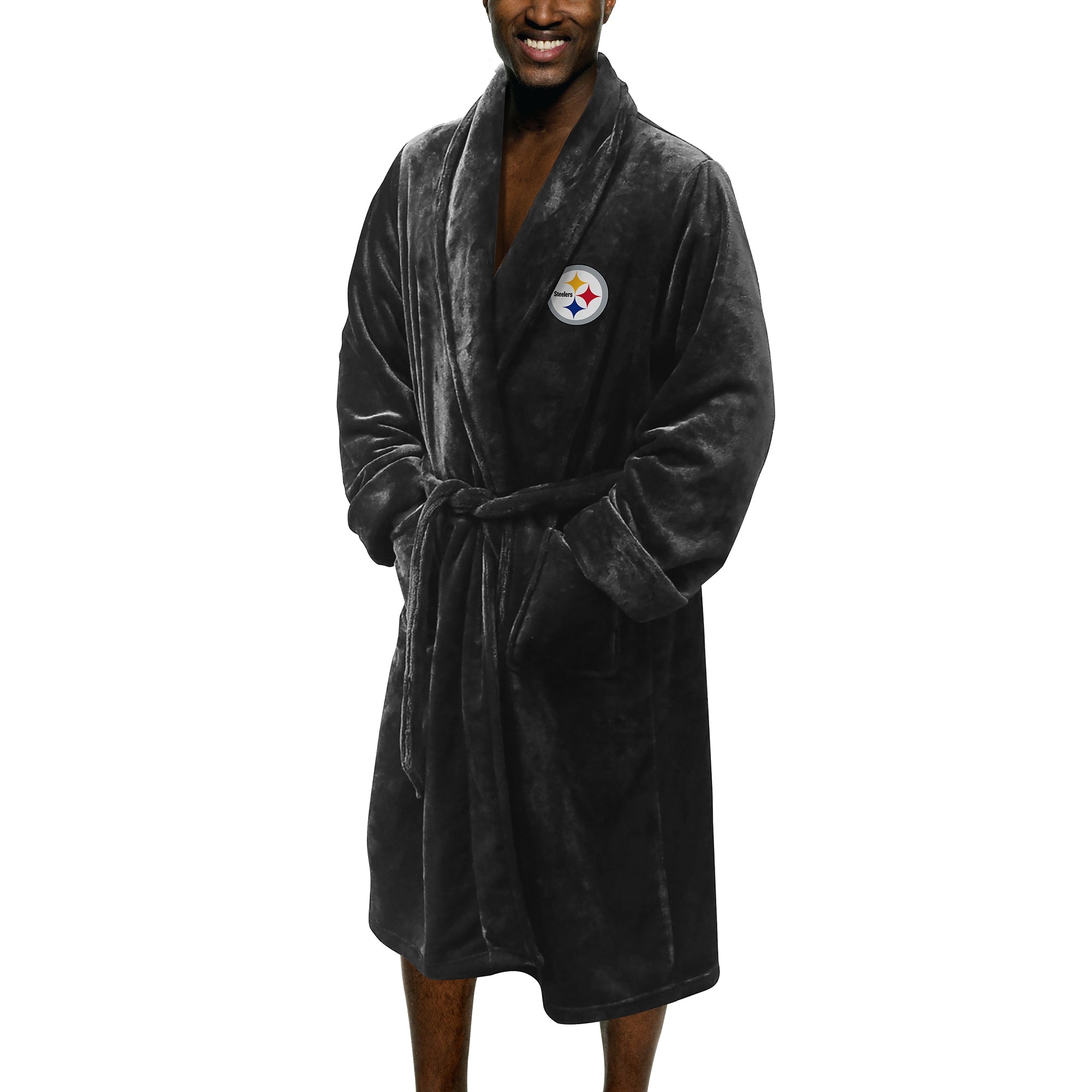 Steelers Man L/XL Bathrobe-Black